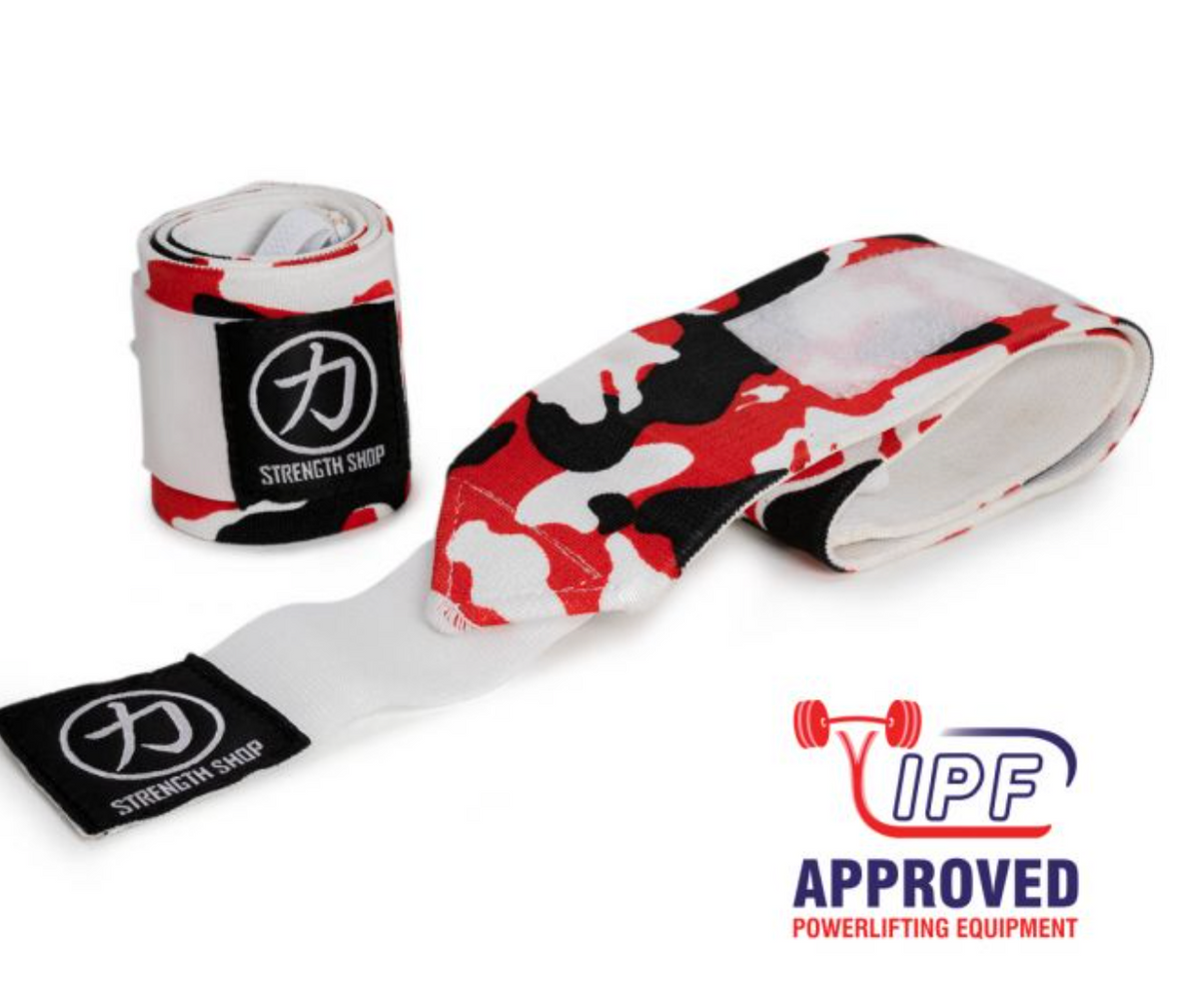 Zeus Wrist Wraps Red/White/Black Camo IPF APPROVED Medium