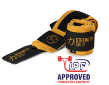 Load image into Gallery viewer, Pro Wrist Wraps - Gold/Black - IPF APPROVED - Medium