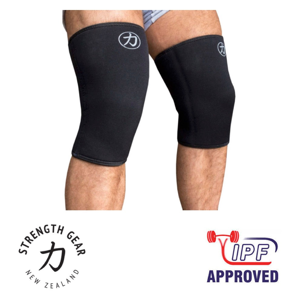 7mm - Knee Sleeves - Black - IPF Approved – Strength Gear New Zealand