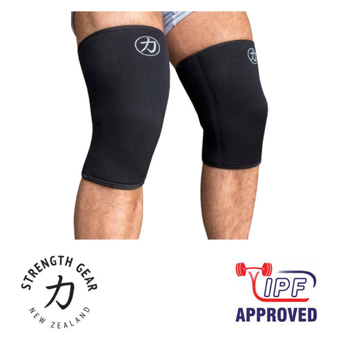7mm - Neoprene Knee Sleeves - Black - IPF Approved