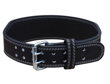 Load image into Gallery viewer, 8mm Black Double Prong Roller Buckle Tapered Weightlifting Belt.