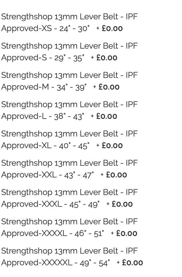 Strength Shop 13MM BLACK POWERLIFTING LEVER BELT - IPF APPROVED FAST  SHIPPING